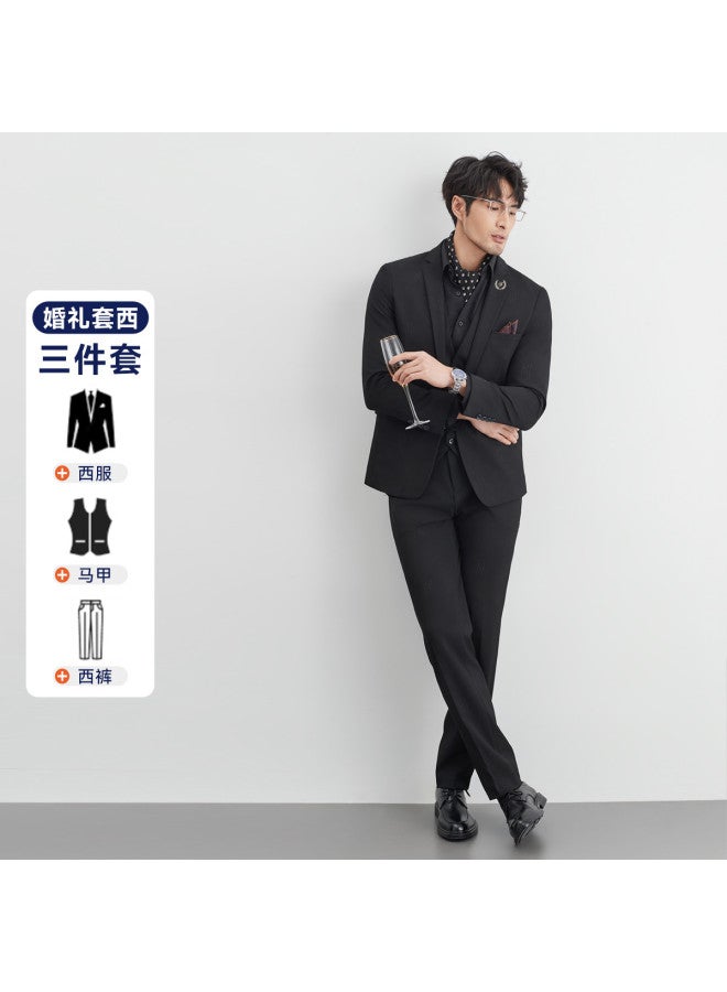 Fapai Suit + Vest + Trousers] Men's Suit Business Casual Formal Suit Men Wedding Groom Tuxedo - Image 2