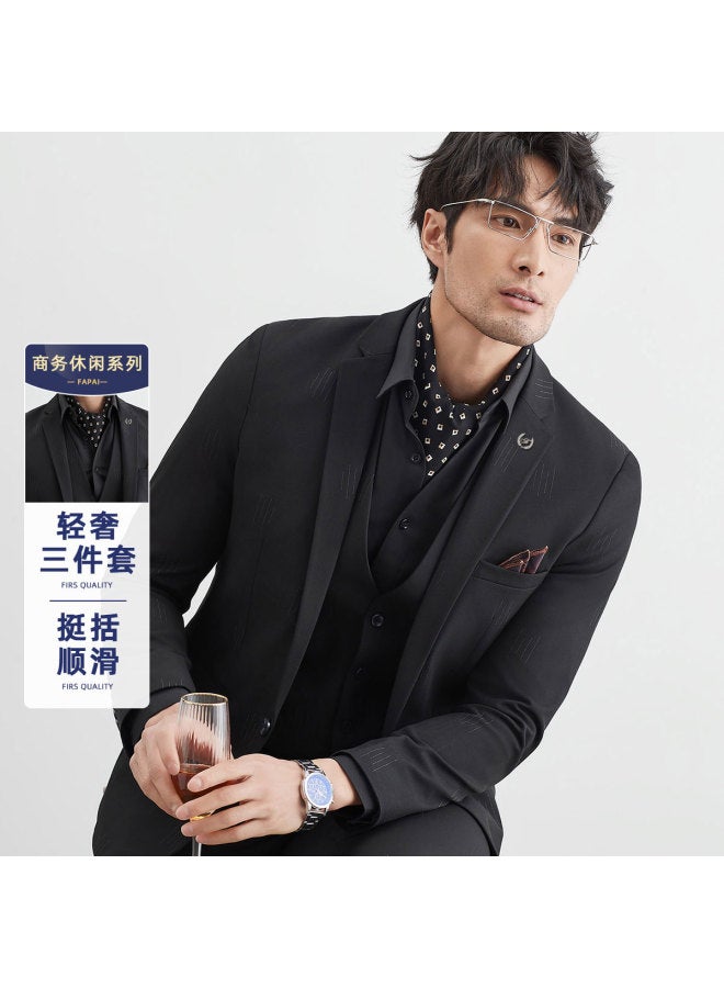 Fapai Suit + Vest + Trousers] Men's Suit Business Casual Formal Suit Men Wedding Groom Tuxedo - Image 3