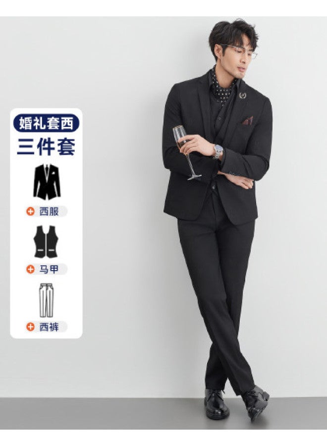 Fapai Suit + Vest + Trousers] Men's Suit Business Casual Formal Suit Men Wedding Groom Tuxedo - Image 1