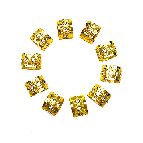 Hyamass 30pcs Gold Hair Accessories, Rhinestone Aluminum Dreadlocks Beads with Adjustable Cuffs, Metal Hair Ring Clips Hair Jewelry for Women and Girls(Gold) - Image 5