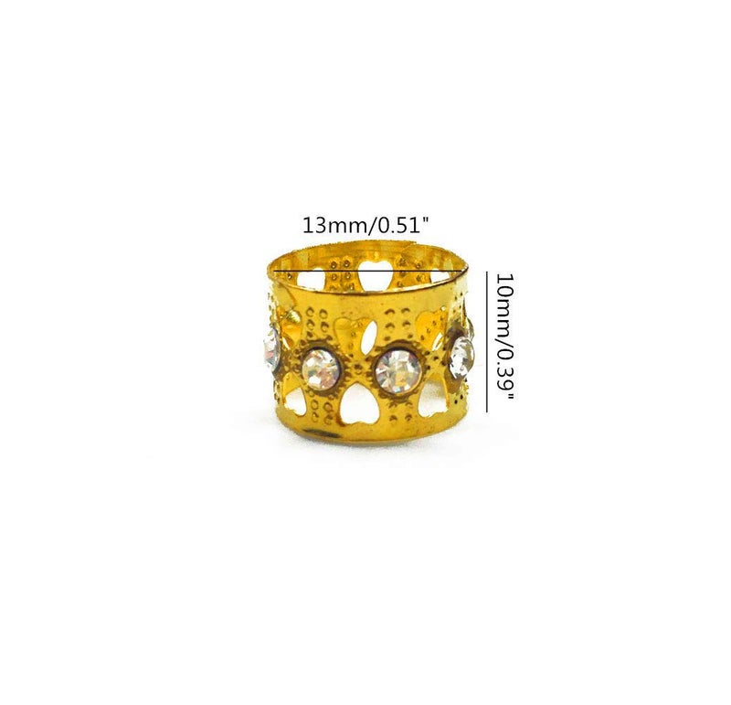 Hyamass 30pcs Gold Hair Accessories, Rhinestone Aluminum Dreadlocks Beads with Adjustable Cuffs, Metal Hair Ring Clips Hair Jewelry for Women and Girls(Gold) - Image 3