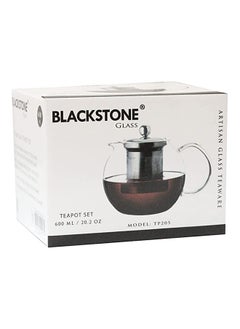 BLACKSTONE طقم أباريق شاي زجاجية مع مصفاة وغطاء من الفولاذ المقاوم للصدأ قابلة للإزالة سعة 600 مل  - Image 4