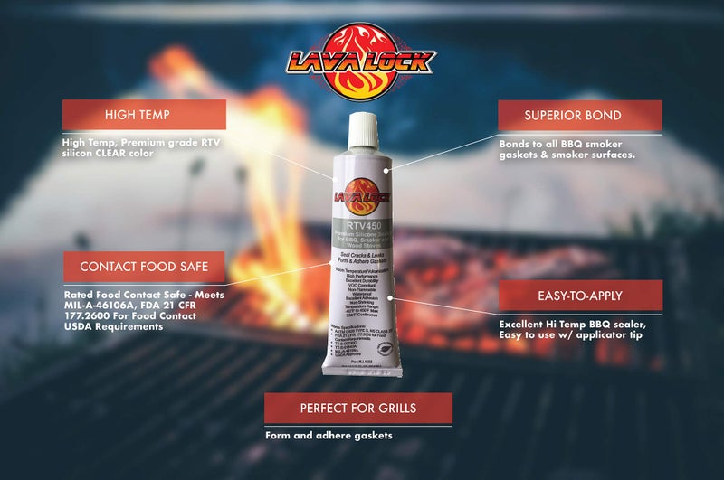LavaLock® Food Safe BBQ Grade Adhesive Grill Smoker High Temp RTV Silicon - Clear 3 Ounce - Image 2