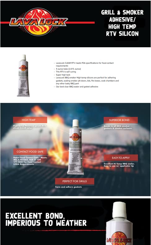 LavaLock® Food Safe BBQ Grade Adhesive Grill Smoker High Temp RTV Silicon - Clear 3 Ounce - Image 5