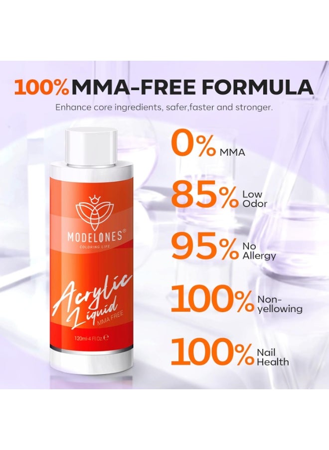 modelones modelones 4 oz Monomer Acrylic Nail Liquid - Professional Monomer 120ml for Acrylic Powder Nail Extension 3D Carving, MMA Free Low Odor Non-Yellowing DIY Home Salon  - Image 2