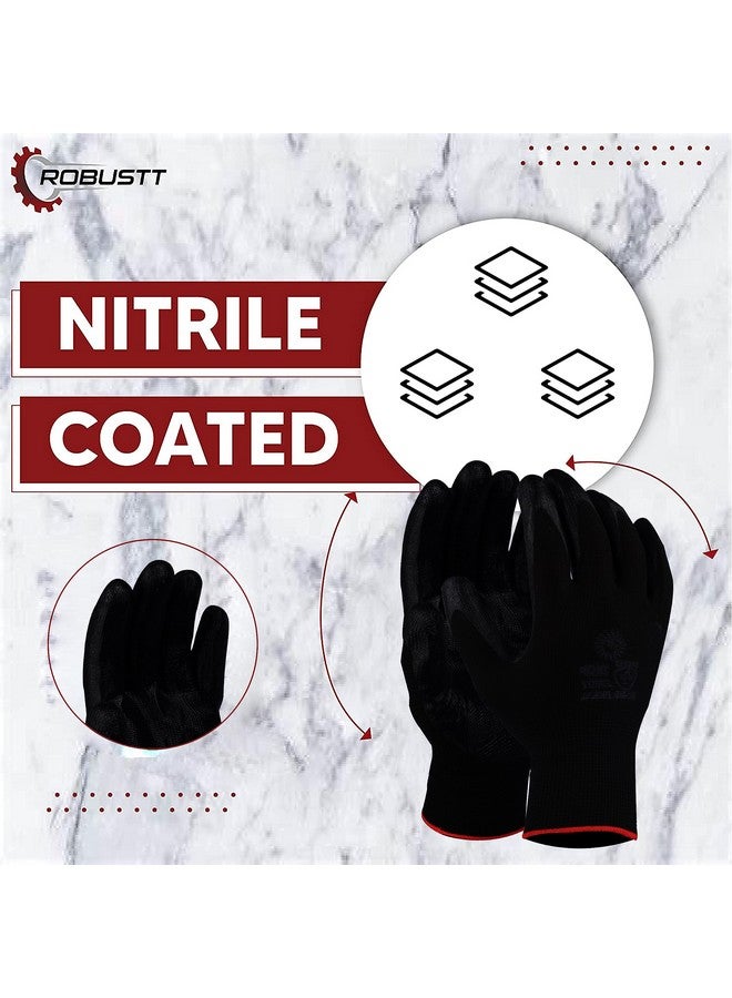 ROBUSTT Robustt Nylon Nitrile Coated Industrial Safety Hand Gloves(Pack of 10) Anti-Cut | Cut Resistant | Heat Resistant | Industrial Use | for Finger and Hand Protection.  - Image 2