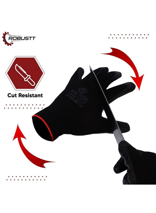 ROBUSTT Robustt Nylon Nitrile Coated Industrial Safety Hand Gloves(Pack of 10) Anti-Cut | Cut Resistant | Heat Resistant | Industrial Use | for Finger and Hand Protection.  - Image 3