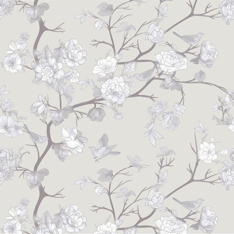 Kitico Vintage Floral Peel and Stick Wallpaper, Neutral Chinoiserie Removable Wallpaper for Bedroom, Living Room, Accent Wall â€“ Self Adhesive, Waterproof, Repositionable Vinyl 17.7"x78" - Image 1