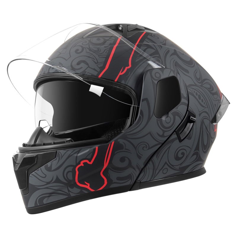 SPARK Adult Modular Motorcycle Helmet Dot Certified Flip-Up Dual Visor Full Face Helmets for Men & Women Moto ATV UTV Snowmobile ADV Four Wheeler Street Bike (Skull, X-Large) - Image 3