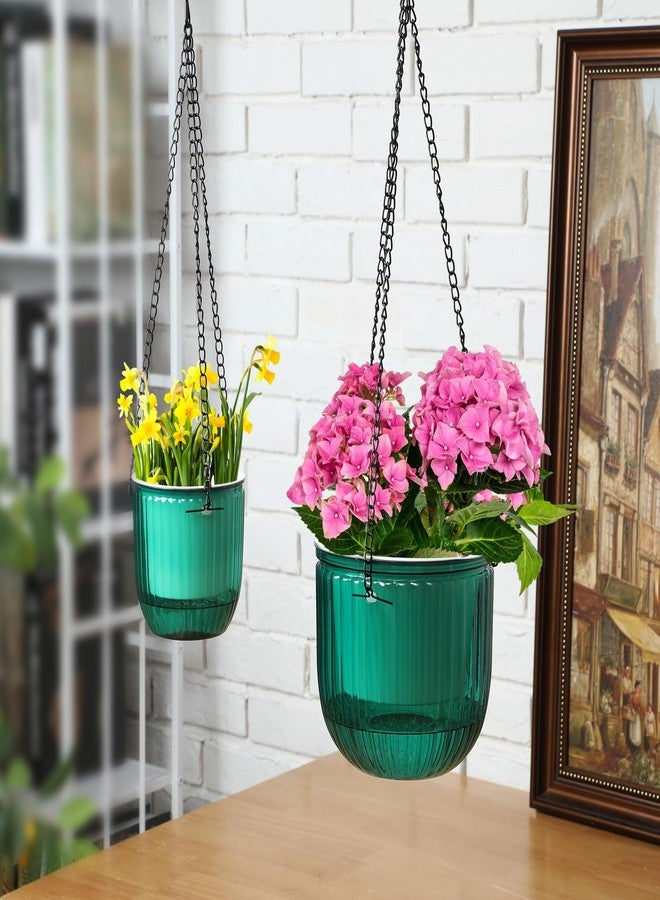 Maxcheck 4 Pcs Self Watering Hanging Planters Indoor 6.5'' 4.5'' Hanging Flower Pots Hanging Baskets Outdoor Self Watering Hanging Plant with 3Hooks Drainage Holes for Garden Home(Transparent) - Image 4