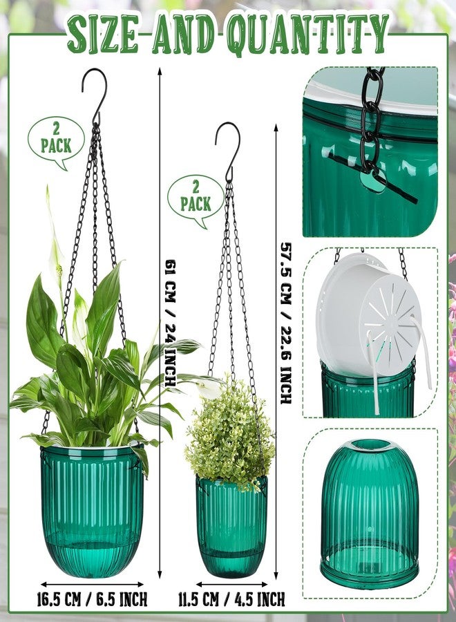 Maxcheck 4 Pcs Self Watering Hanging Planters Indoor 6.5'' 4.5'' Hanging Flower Pots Hanging Baskets Outdoor Self Watering Hanging Plant with 3Hooks Drainage Holes for Garden Home(Transparent) - Image 2