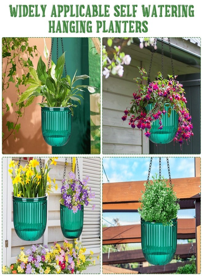Maxcheck 4 Pcs Self Watering Hanging Planters Indoor 6.5'' 4.5'' Hanging Flower Pots Hanging Baskets Outdoor Self Watering Hanging Plant with 3Hooks Drainage Holes for Garden Home(Transparent) - Image 5