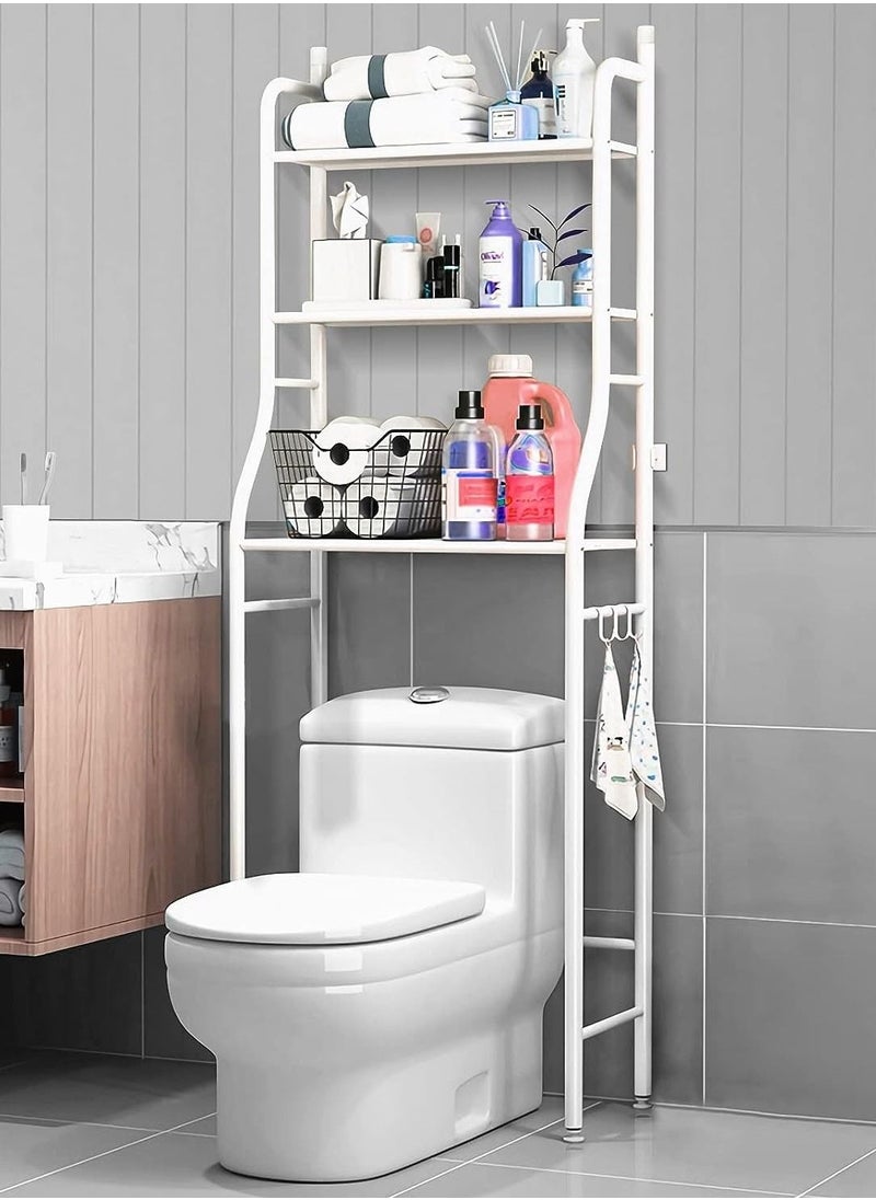 RollsTimi  Over Toilet Storage Rack Bathroom Shelf Organizer 3-Tier White  - Image 1