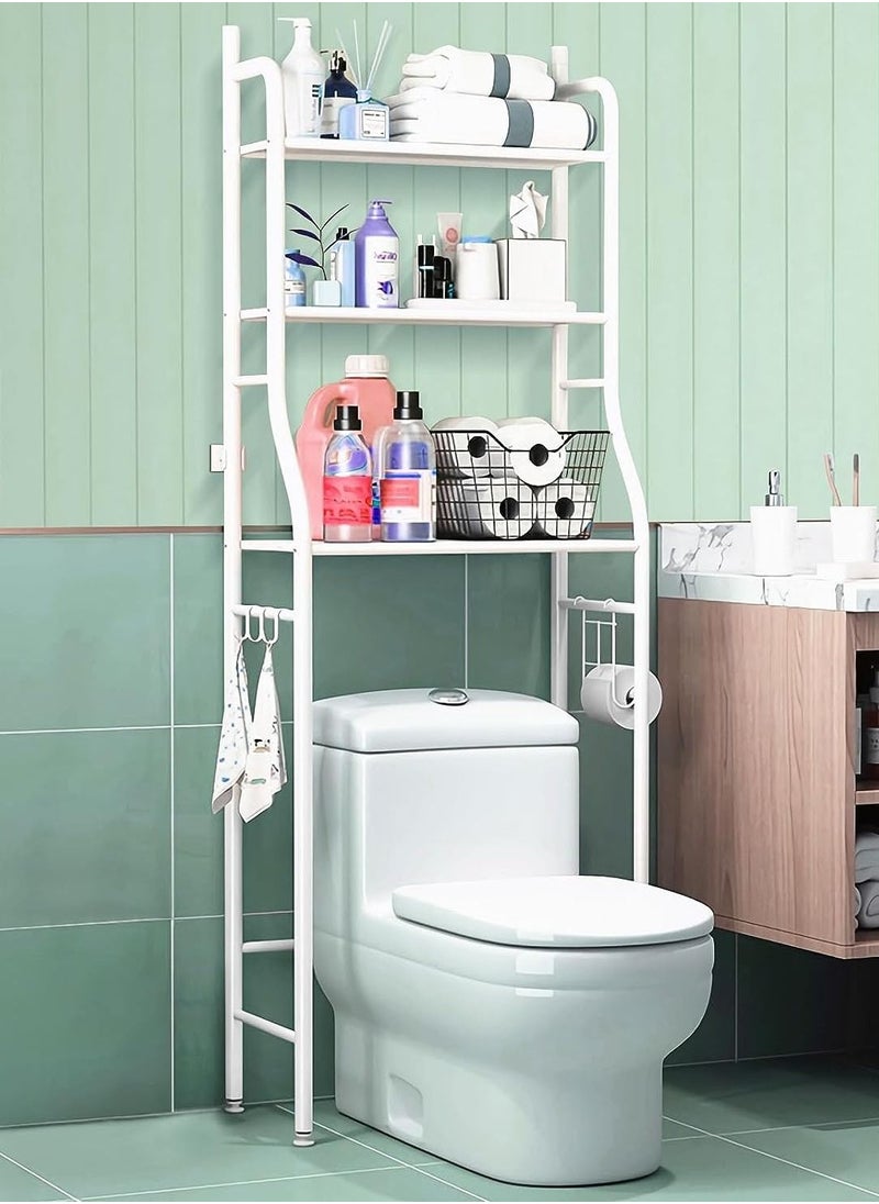 RollsTimi  Over Toilet Storage Rack Bathroom Shelf Organizer 3-Tier White  - Image 2