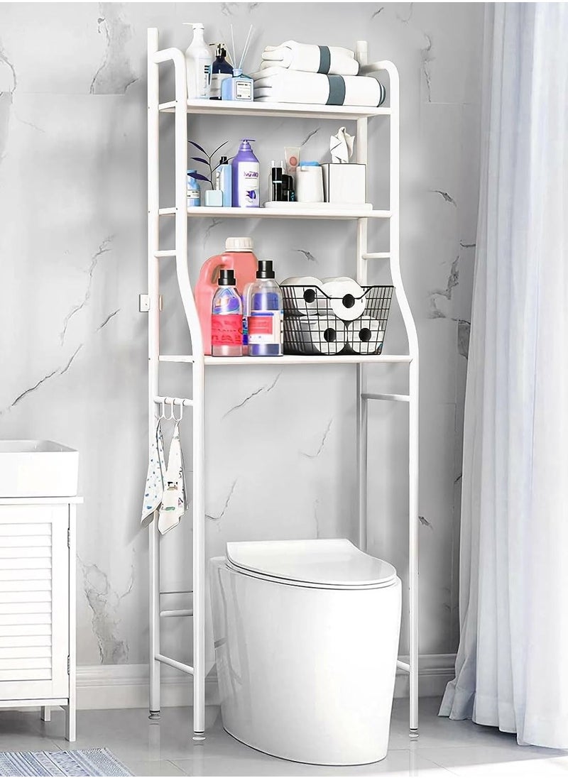 RollsTimi  Over Toilet Storage Rack Bathroom Shelf Organizer 3-Tier White  - Image 5