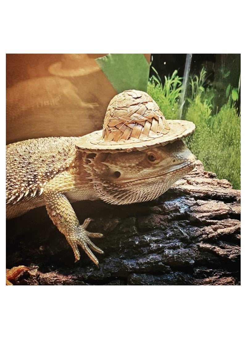 SYOSI 4 Pack Lizard Clothes for Bearded Dragons, with Straw Hat Set Reptile Apparel Handmade Sleeveless T-Shirt Vest for Lizard Bearded Dragon Crested Gecko Chameleon (L, 4 Pack Set)  - Image 5