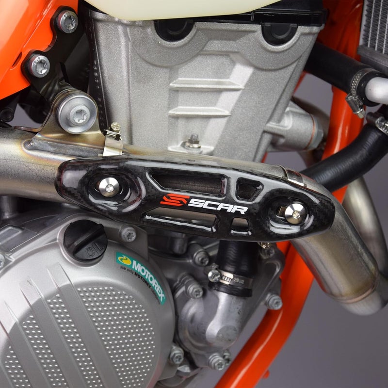 SCAR Carbon Universal Exhaust Heat Protector Shield Pipe Guard Muffler Cover for 4 Stroke Compatible with KTM SXF EXCF XCF XCFW SHERCO SEF SEFR HUSQVARNA FE FC FX GASGAS MCF ECF BETA - Image 1