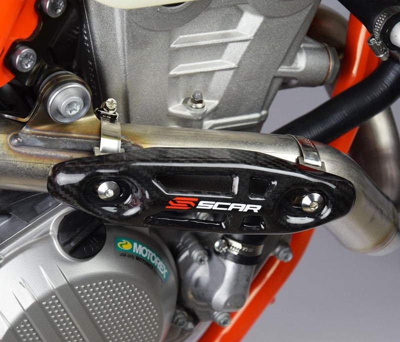 SCAR Carbon Universal Exhaust Heat Protector Shield Pipe Guard Muffler Cover for 4 Stroke Compatible with KTM SXF EXCF XCF XCFW SHERCO SEF SEFR HUSQVARNA FE FC FX GASGAS MCF ECF BETA - Image 5