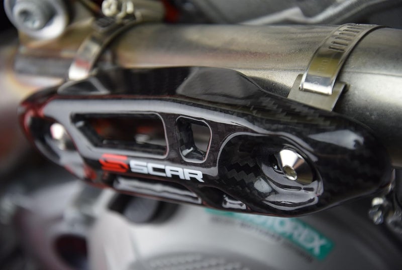 SCAR Carbon Universal Exhaust Heat Protector Shield Pipe Guard Muffler Cover for 4 Stroke Compatible with KTM SXF EXCF XCF XCFW SHERCO SEF SEFR HUSQVARNA FE FC FX GASGAS MCF ECF BETA - Image 2
