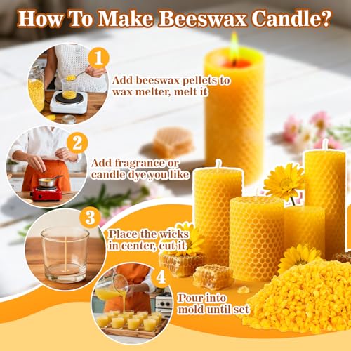 CARGEN Yellow Beeswax Pellets- 430g (0.95lb) Organic Beeswax Pellets Triple-Filtered Natural Bees Wax Cosmetic Grade Bee Wax for DIY Candles Skin Care Lip Balm Soap - Image 3