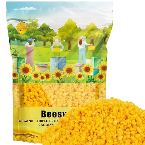 CARGEN Yellow Beeswax Pellets- 430g (0.95lb) Organic Beeswax Pellets Triple-Filtered Natural Bees Wax Cosmetic Grade Bee Wax for DIY Candles Skin Care Lip Balm Soap - Image 1