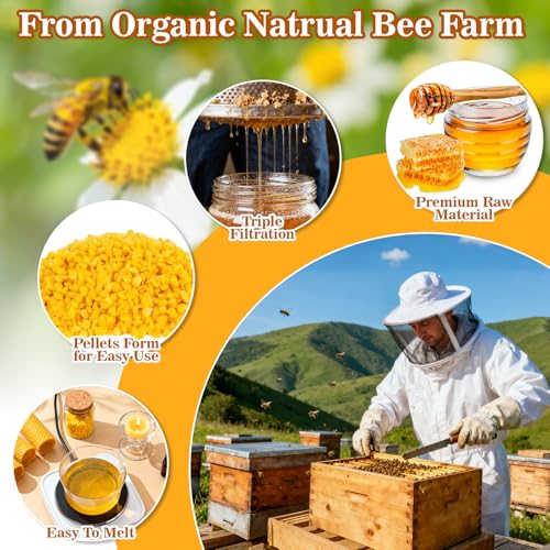 CARGEN Yellow Beeswax Pellets- 430g (0.95lb) Organic Beeswax Pellets Triple-Filtered Natural Bees Wax Cosmetic Grade Bee Wax for DIY Candles Skin Care Lip Balm Soap - Image 2