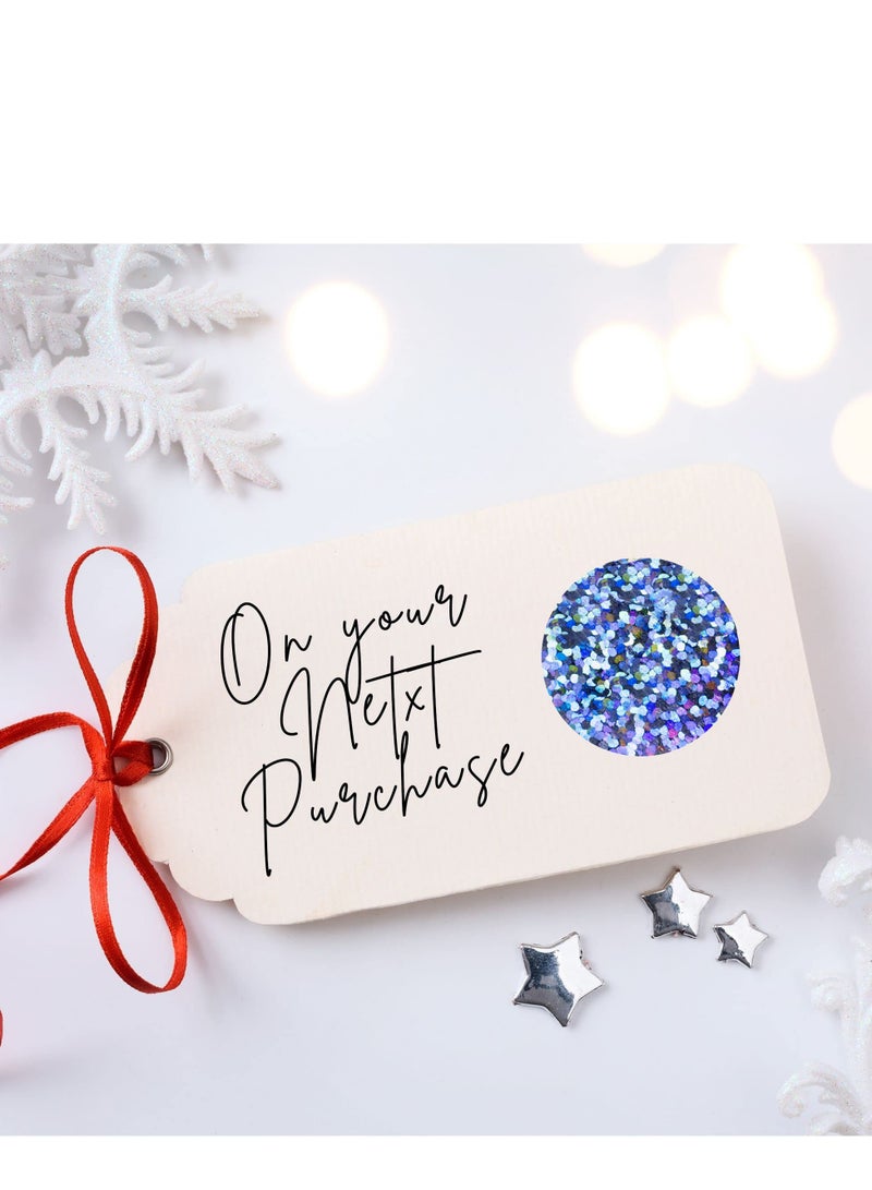 Holographic Glitter Stickers, 1 Rolls 1 Inch Thank You Holographic   Label Stickers for Small Business, Small Business Supplies for Packaging, Envelopes, Gift Wraps and Crafts(1 Roll of 500 Stickers)