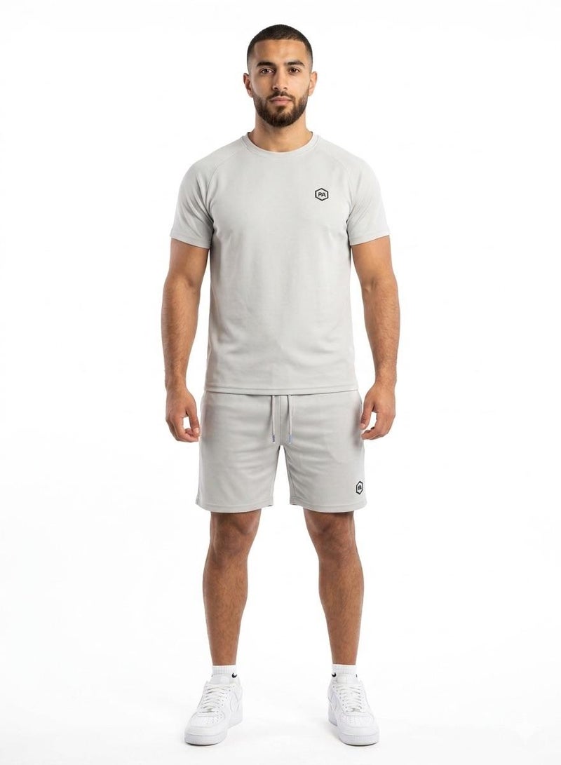 بريما إيس رجالي Set Top & Short لايف ستايل بريميوم Light Grey - Image 1