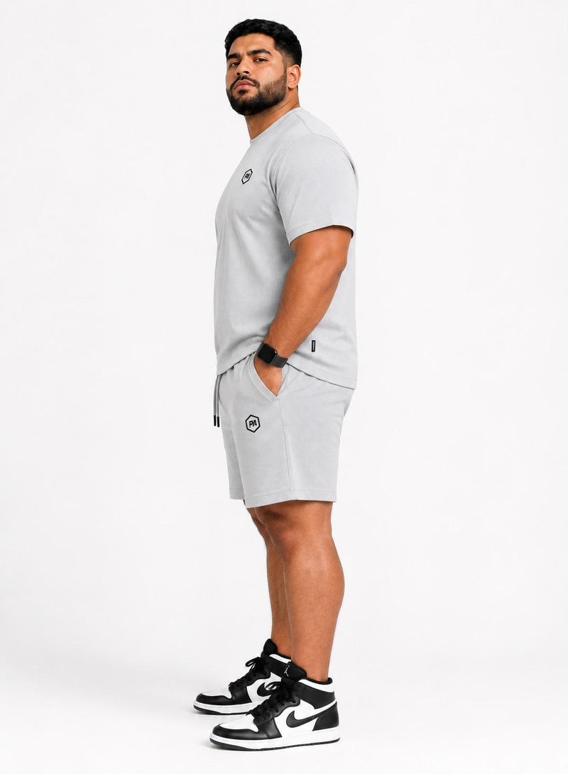 بريما إيس رجالي Set Top & Short لايف ستايل بريميوم Light Grey - Image 2