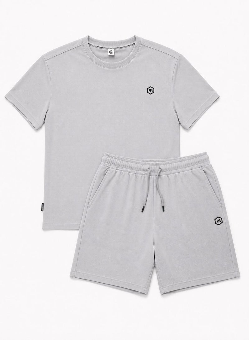 بريما إيس رجالي Set Top & Short لايف ستايل بريميوم Light Grey - Image 5