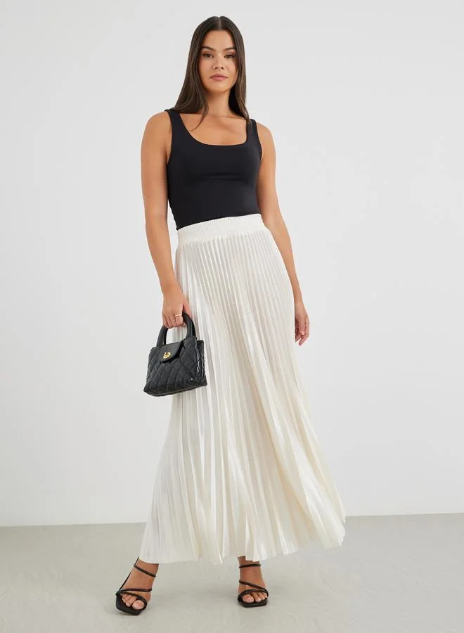 ستايلي Styli Pleated Elasticated Waistband Maxi Skirt