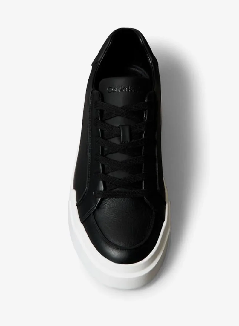 Calvin Klein Black/Bright White Ck Avenue - Leather Logo Sneakers for Men | Best Price UAE