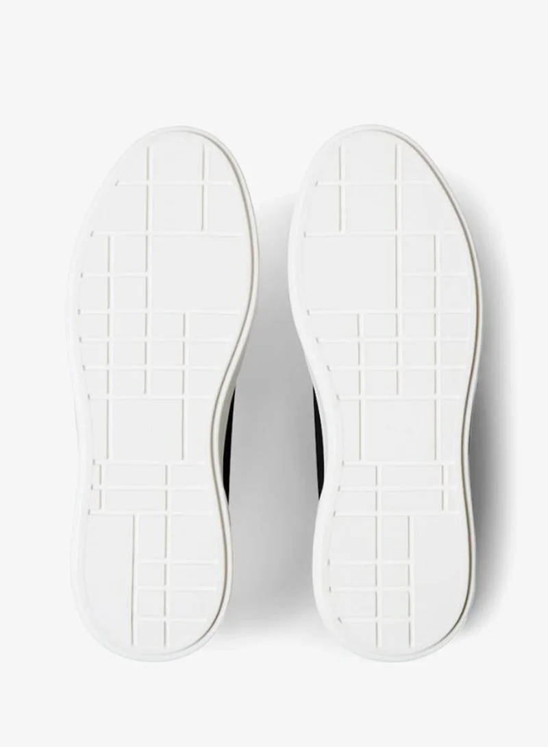 Calvin Klein Black/Bright White Ck Avenue - Leather Logo Sneakers for Men | Best Price UAE