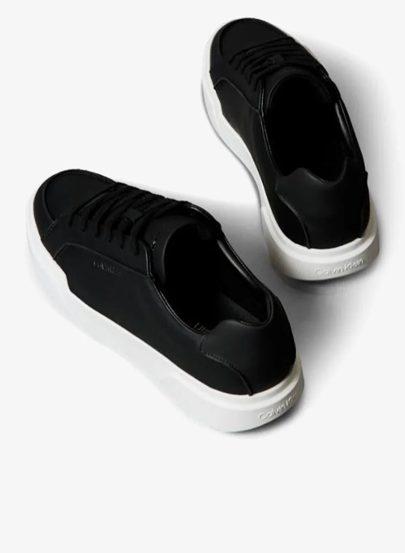 Calvin Klein Black/Bright White Ck Avenue - Leather Logo Sneakers for Men | Best Price UAE