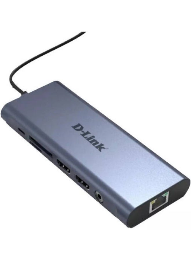 دي لينك D-Link USB-C Hub 14-in-1, 4K@60Hz HDMI & DisplayPort, 100W Power Delivery, 10Gbps Data Transfer, SD & microSD, Gigabit Ethernet, USB-A & USB-C Ports, for MacBook, iPad Pro & Windows Laptops White - Image 2
