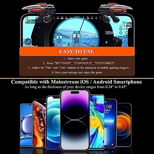 Rakizbe PUBG Mobile Game Triggers, 4 Triggers [6 Finger Operation] High Sensitive Shoot Aim Gaming Controller Gamepad Grip Joysticks Buttons - Image 3