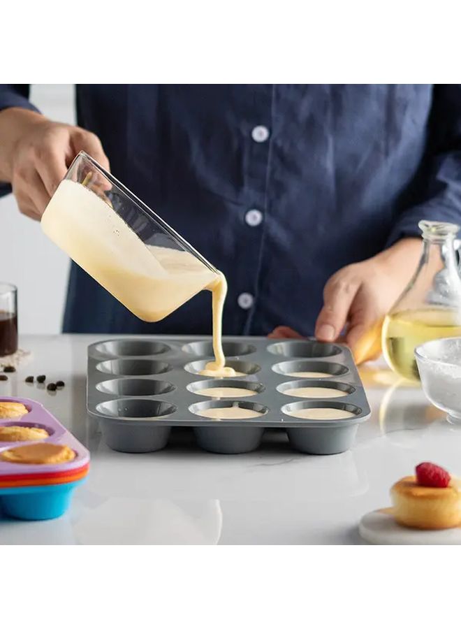 Mini Muffin Pan 12 Cup Non Stick Baking Mold Gray 2Pcs Easy Release Durable - Image 1