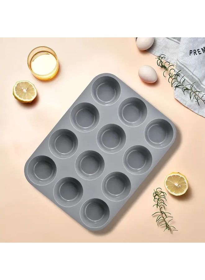 Mini Muffin Pan 12 Cup Non Stick Baking Mold Gray 2Pcs Easy Release Durable - Image 4