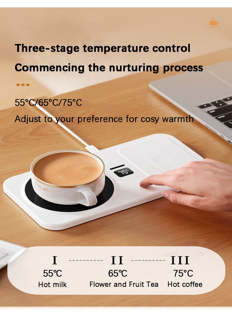 Flushrenic Mug Warmer, 22W Wireless Coffee Cup Heater with Adjustable Settings, Wireless Charging Pad, 3 Temperature Settings, 8-Hour Auto Shut-Off, Power Indicator Light and Wireless Charging Function | Coffee/Tea Cup Warmer, Suitable for Home, Office and Travel Use (White, 21.9 x 11.5 x 1.6cm) - Image 4