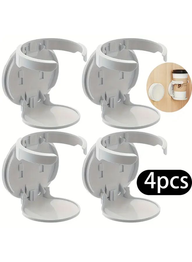 Adjustable White ABS Plastic Folding Cup Holders 4 Pack Easy Clean Durable - Image 1