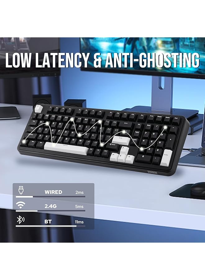 EPOMAKER Th99 Tri Mode Wireless Mechanical Keyboard Custom Rgb With Numpad Gasket Creamy For Pc/Mac/Office/Gaming (Black) - Image 5