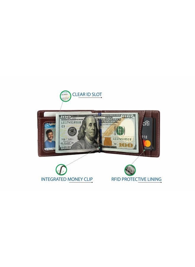 monsoon [SAFARI] Genuine Leather Slim Mens Wallet with Money Clip | RFID Blocking | Top Grain Leather Wallets for Men Women, Black, Small, Genuine Leather Rfid Wallet - Image 4
