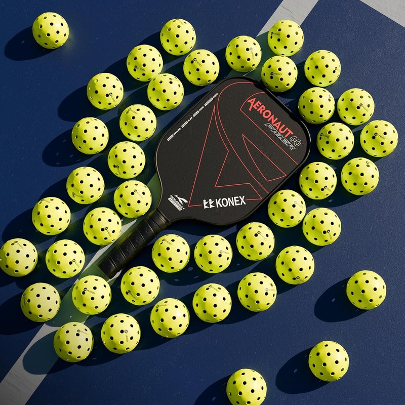KONEX Pickleball Paddle Set 14mm with Fiberglass Surface & Hexagonal Core | 4 Pickle Ball Balls|Paddle Cover Bag| Cushion Comfort Handle Grip|Durable Pickleball Paddle | (Black, Pack of 2) - Image 5