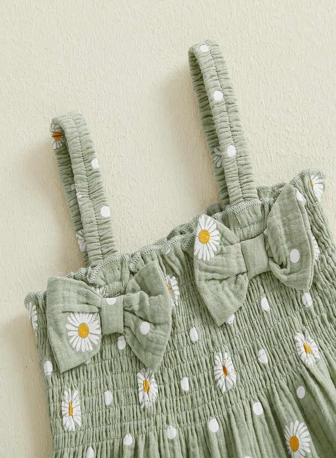 Brvxia Toddler Baby Girl Clothes Summer Outfits Daisy Print Sleeveless Shirt Tops Cute Shorts Set 12 18 24 Months 2T 3T (Green, 2-3T) - Image 5