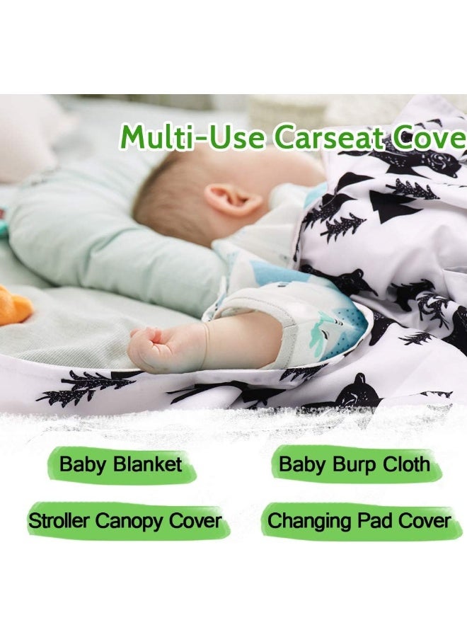 TANOFAR Bear Car Seat Cover for Babies, Peekaboo Opening Minky Carseat Canopy for Newborn, Multiuse, Mom Nursing Breastfeeding Covers, Minky Blanket for Infant Toddler - Image 5