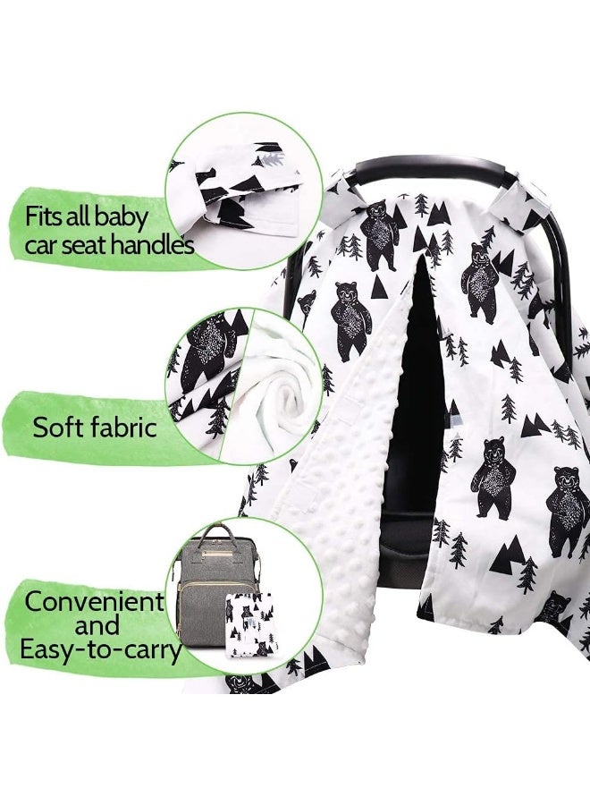 TANOFAR Bear Car Seat Cover for Babies, Peekaboo Opening Minky Carseat Canopy for Newborn, Multiuse, Mom Nursing Breastfeeding Covers, Minky Blanket for Infant Toddler - Image 3
