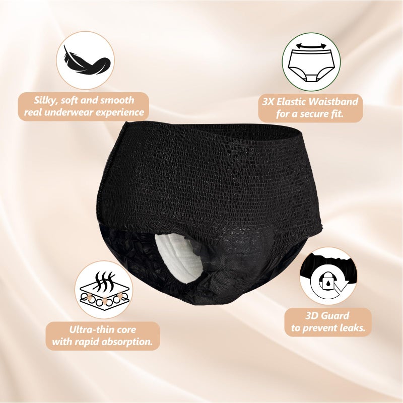 MOLLIS Disposable Period Underwear for Women, Postpartum Panties, Maternity Knickers Heavy Flow Leak Proof, Black, XXLarge, 16 Count - Image 3