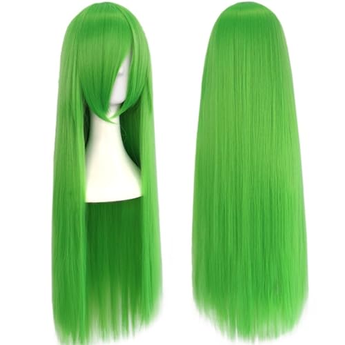 ANOGOL 80cm Green Wig for Women Girls Cosplay Straight Wig with Bangs Synthetic Hair Wig Costume for Anime - Image 1
