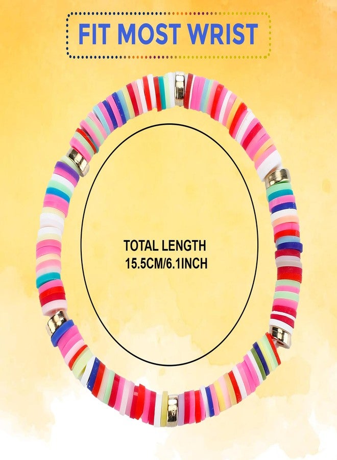 Sureio 24 Pcs Colorful Beaded Friendship Bracelets Surfer Stretch Beaded Kids Bracelets for Girls Women Back to School Gifts Tween Girl Party Favors - Image 2