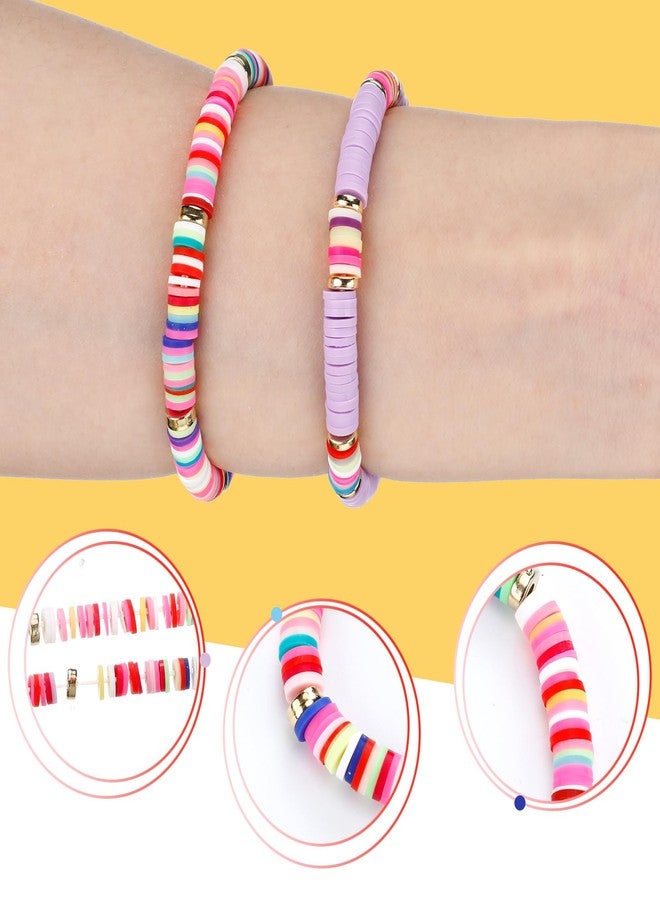 Sureio 24 Pcs Colorful Beaded Friendship Bracelets Surfer Stretch Beaded Kids Bracelets for Girls Women Back to School Gifts Tween Girl Party Favors - Image 3